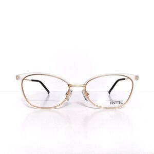 Womens Innotec Crystal Antique Gold Eyeglasses Frames And Case 50-18-140 Japan